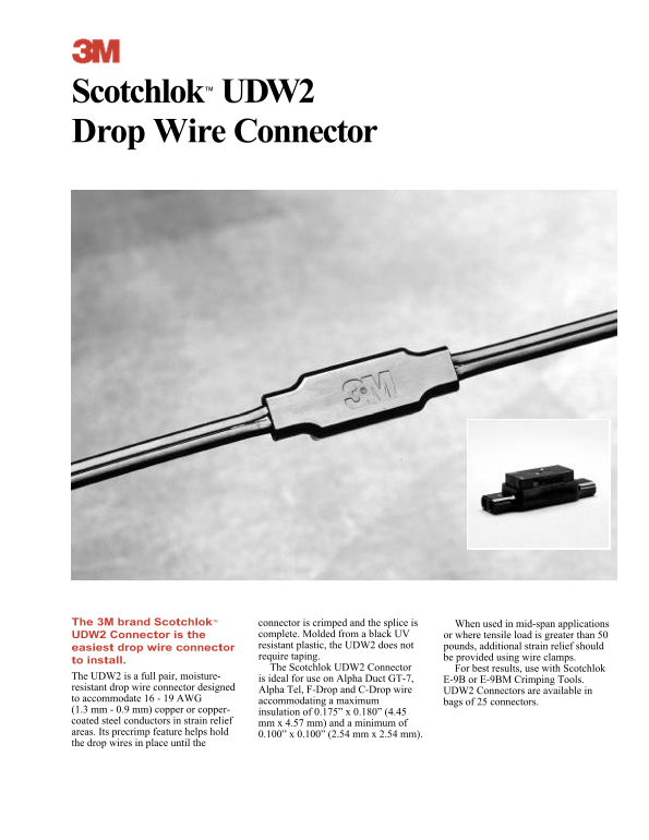 3M Scotchlok UDW2 Drop Wire Connector User's Manual - Page 1