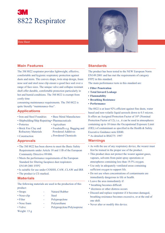 3M 8822 Respirator User Guide and Instruction Manual - Page 1