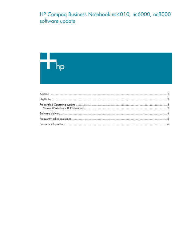 HP HP Compaq nc8000 Laptop Software Update - Page 1
