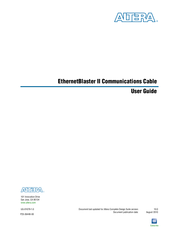 ALTERA EthernetBlaster II Communications Cable User Guide - Page 1