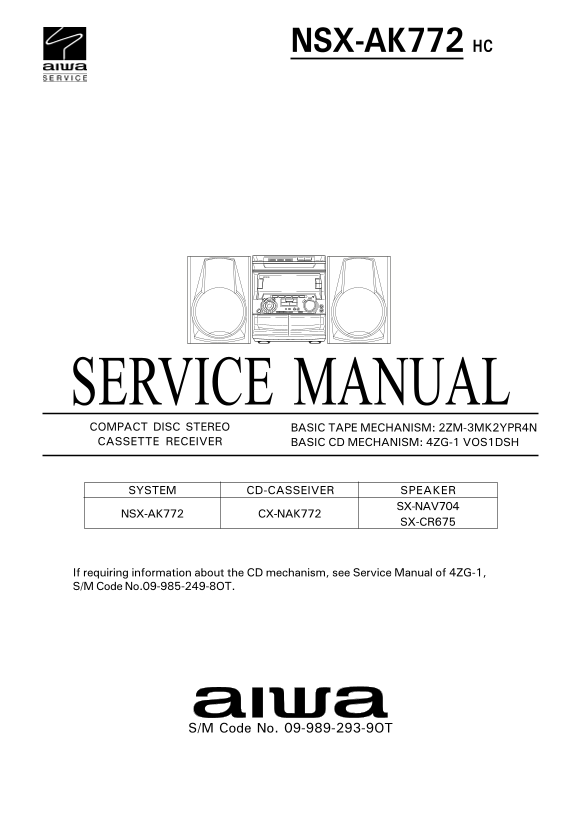 AIWA NSX-AK772 HC Service Manual - Page 1