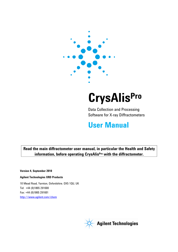 Agilent Technologies CrysAlis Pro Quick User Guide - Page 1