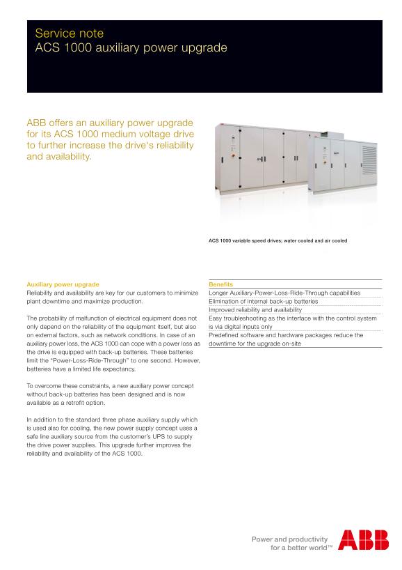 ABB Service Note ACS 1000 Auxiliary Power Upgrade Guide - Page 1
