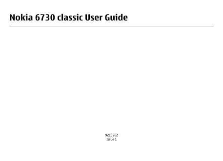 Nokia 6730 classic User Guide - Page 1
