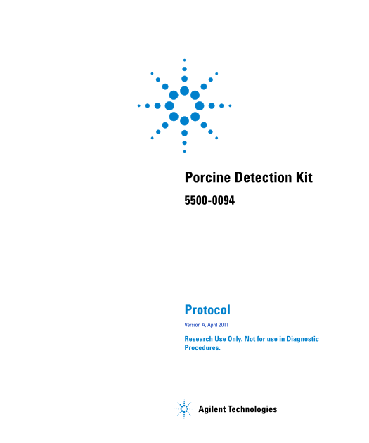 Agilent Technologies Porcine Detection Kit User Manual - Page 1