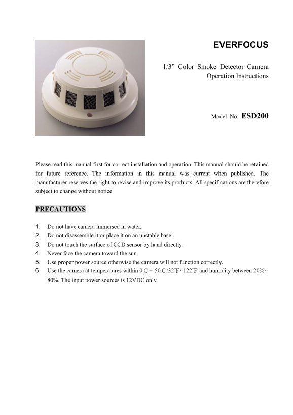 EverFocus ESD200 User Manual - Page 1