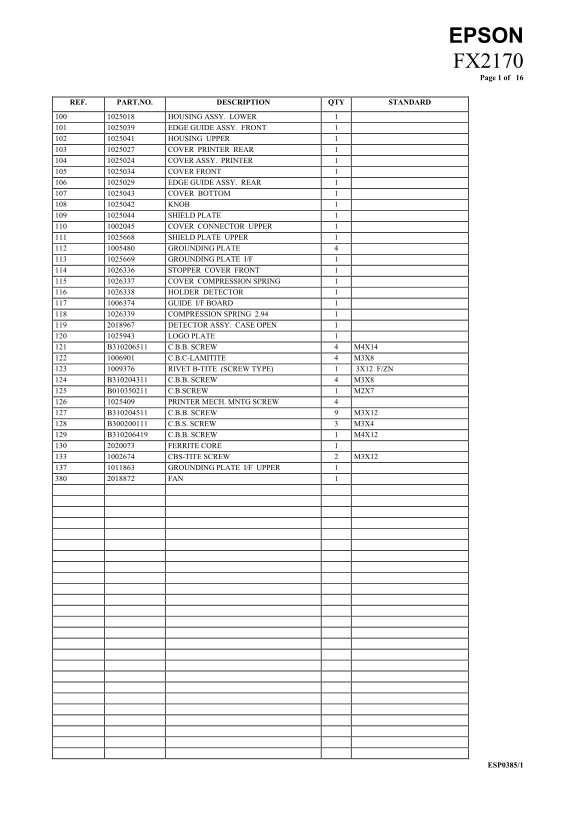 EPSON FX2170 User Guide and Manual - Page 1