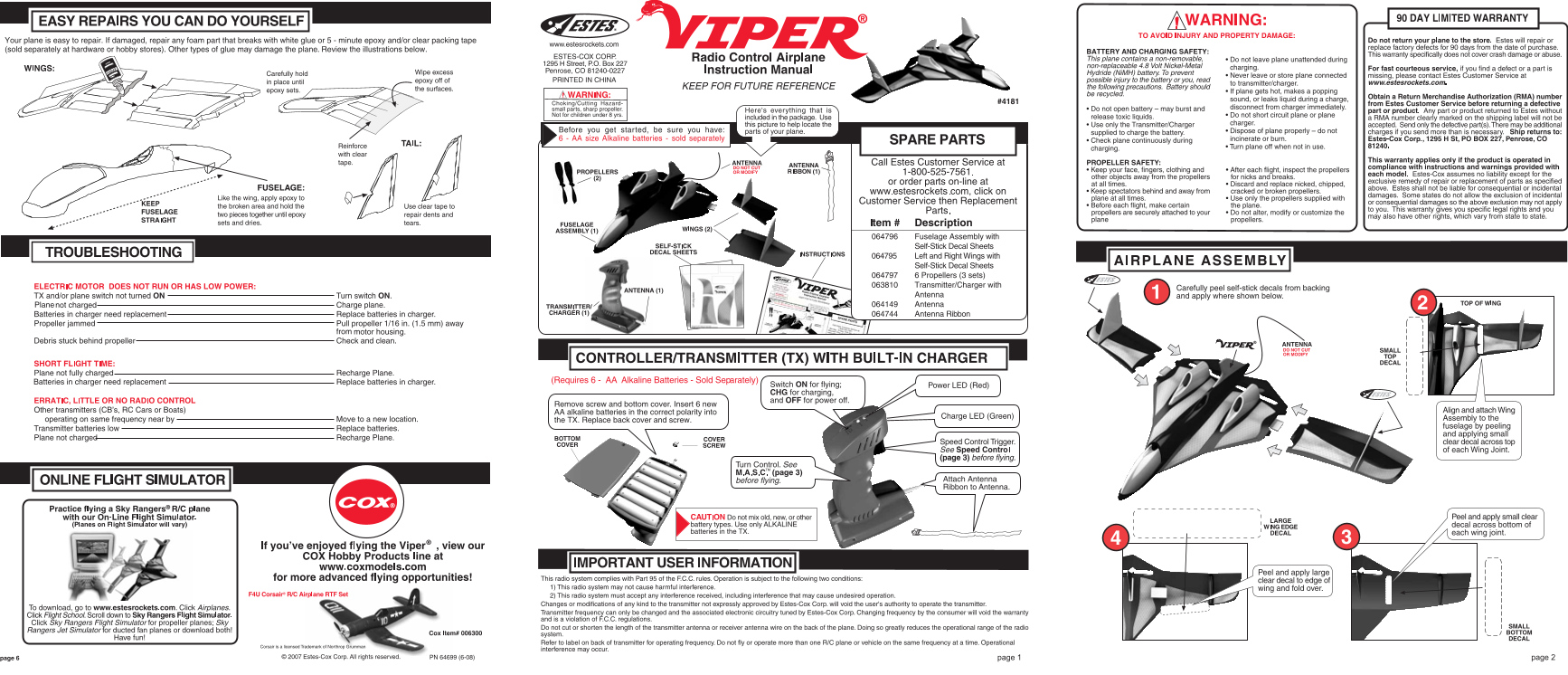 ESTES 4181 - Viper Guide & Manual - Page 1