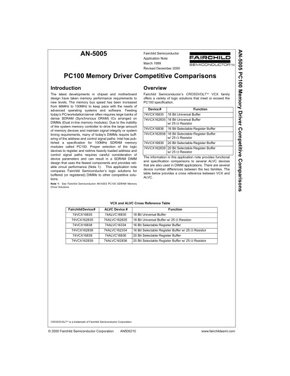 FAIRCHILD AN-5005 Data Sheet - Page 1