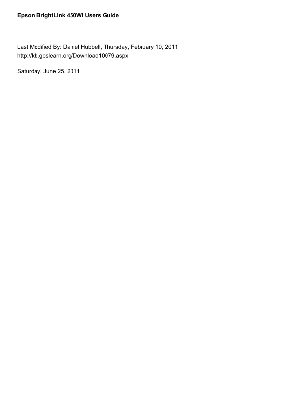 EPSON BrightLink 450Wi User's Guide - Page 1