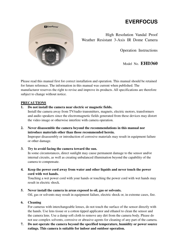 EVERFOCUS EHD360 User Guide and Manual - Page 1