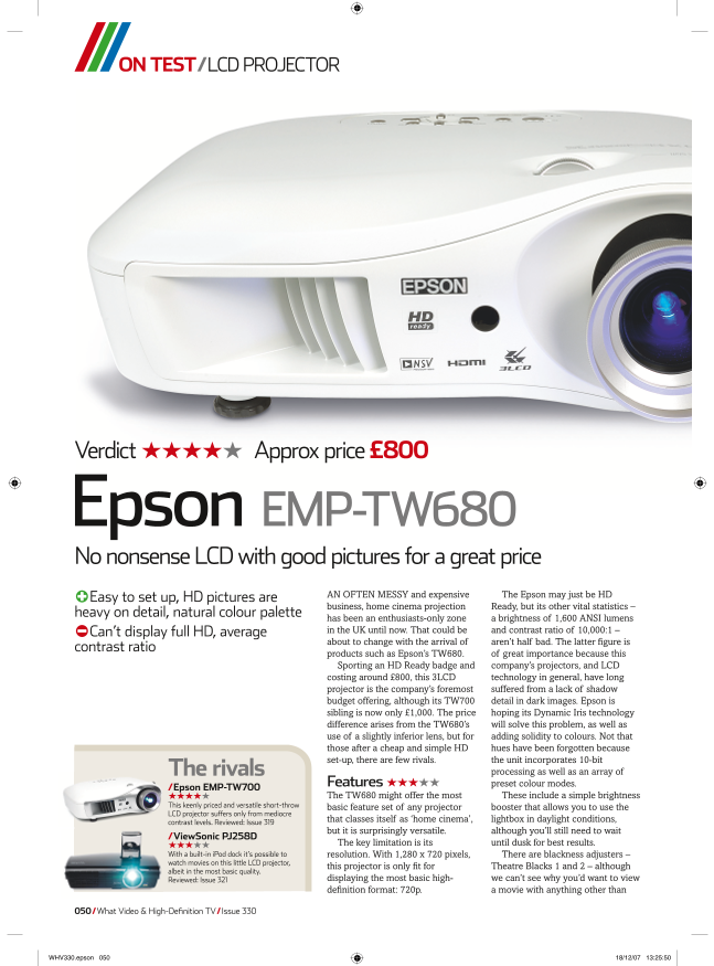EPSON EMP-TW680 User's Manual - Page 1