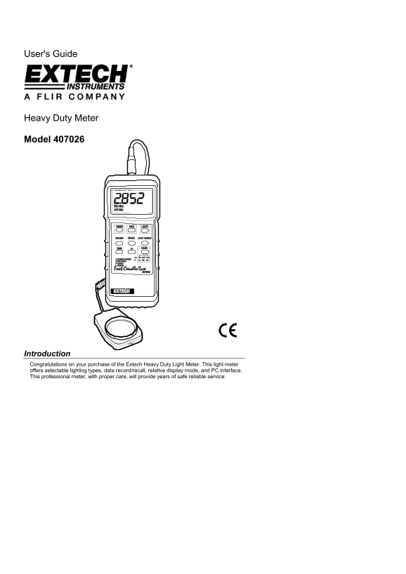 EXTECH INSTRUMENTS 407026 Heavy Duty Meter User Guide - Page 1