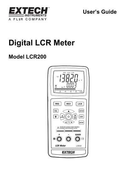 EXTECH INSTRUMENTS LCR200 Digital LCR Meter User's Guide - Page 1