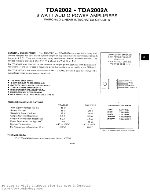 FAIRCHILD TDA2002 TDA2002A Datasheet - Page 1