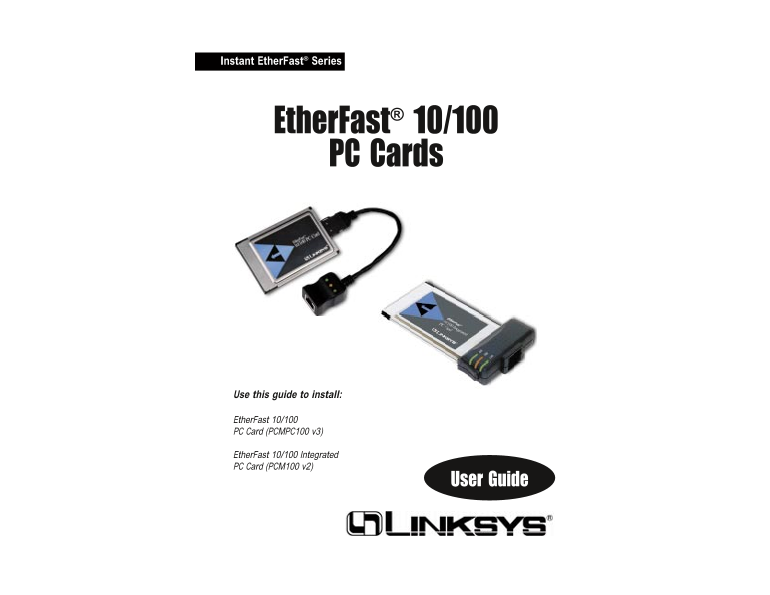 LINKSYS EtherFast 10/100 PC Cards User Guide - Page 1