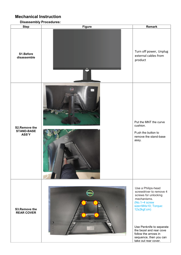 Dell S3222DGM Monitor Teardown Instructions - Page 1