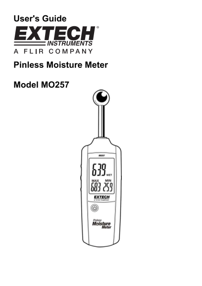EXTECH INSTRUMENTS MO257 Pinless Moisture Meter User Guide - Page 1