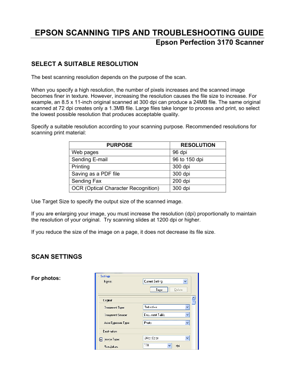 Epson Perfection 3170 Scanner User Guide and Manual - Page 1