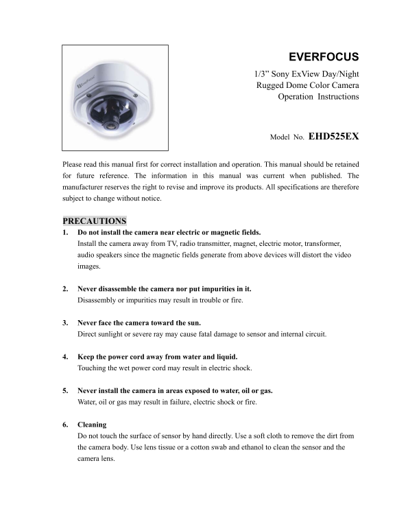 EVERFOCUS EHD525EX User Guide and Manual - Page 1