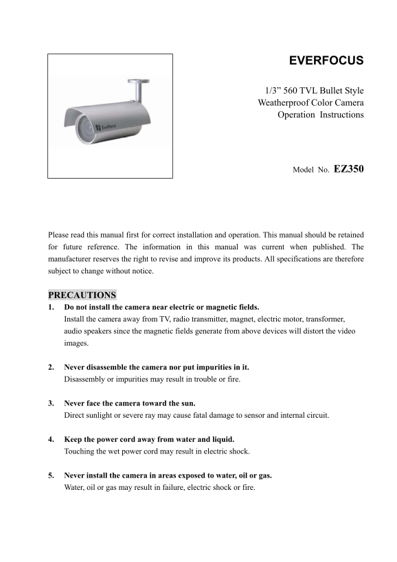 EverFocus EZ350 User Guide - Page 1