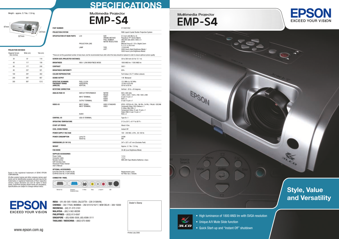 EPSON EMP-S4 Projector User's Manual - Page 1