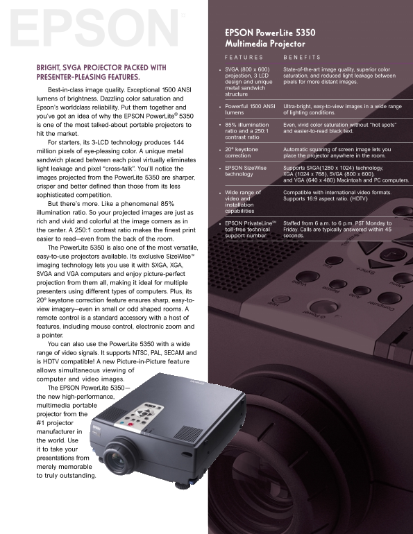 EPSON PowerLite 5350 User Guide - Page 1
