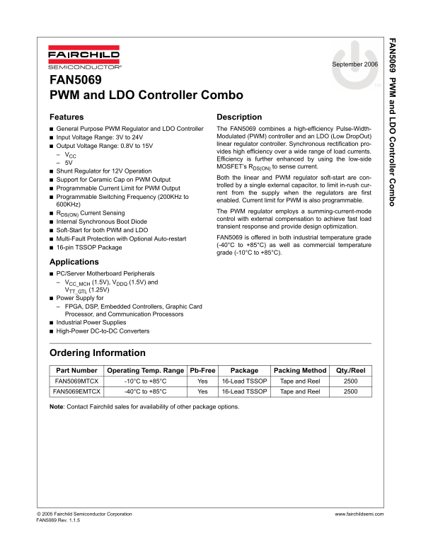 Fairchild FAN5069 User's Manual - Page 1
