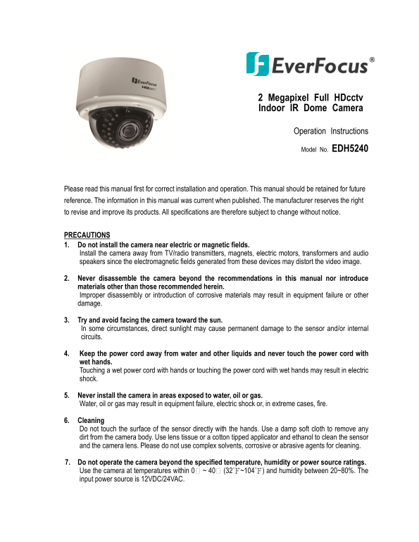 EverFocus EDH5240 User’s Manual - Page 1