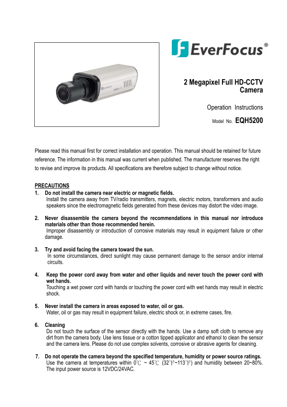 EverFocus EQH5200 User Guide and Manual - Page 1