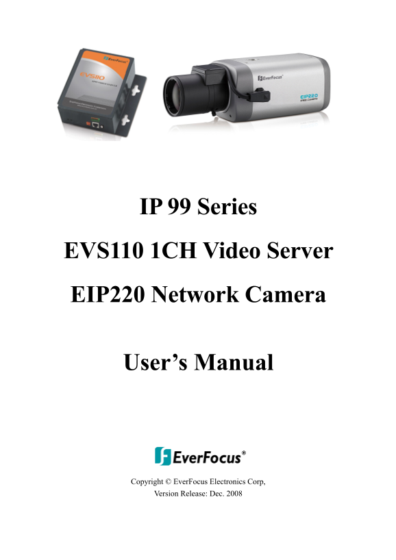 EverFocus IP 99 Series User's Manual and Specifications - Page 1