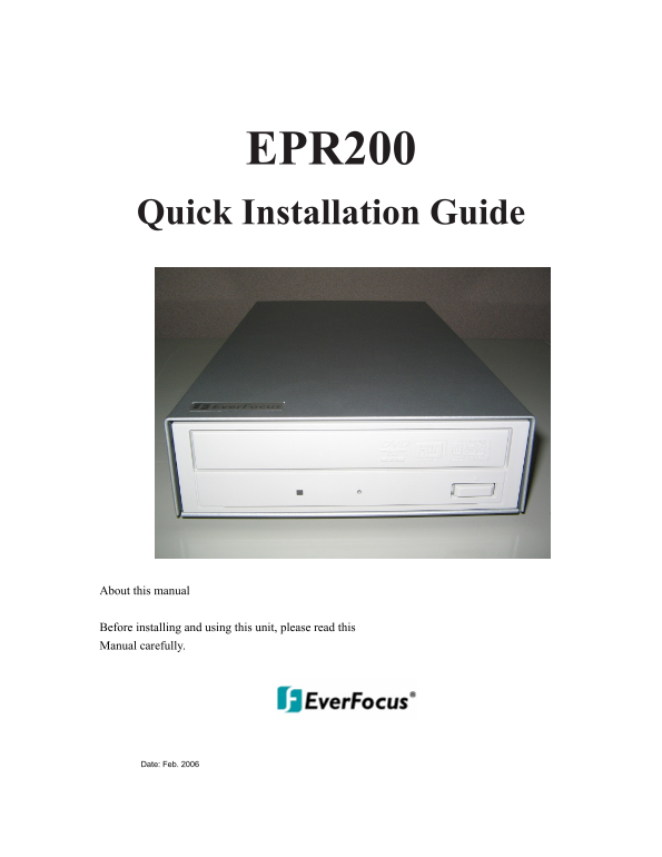 EverFocus EPR200 User's Guide manual - Page 1