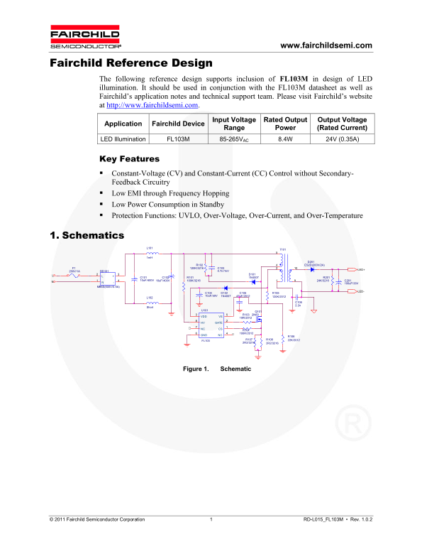 Fairchild RD-LS015 - Fairchild Reference Design FL103M Data Handbook - Page 1