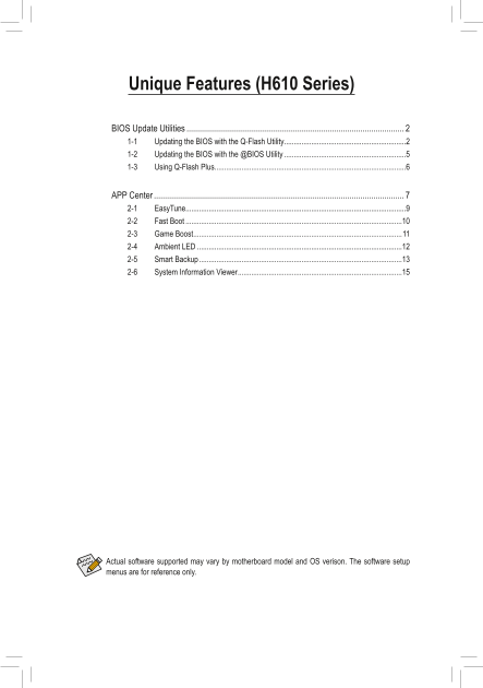 Gigabyte Motherboard H610I DDR4 (rev.1.0) Unique Features Introduction User Manual - English - Page 1