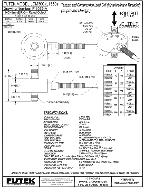 FUTEK LCM300 Technical Data Sheet - Page 1