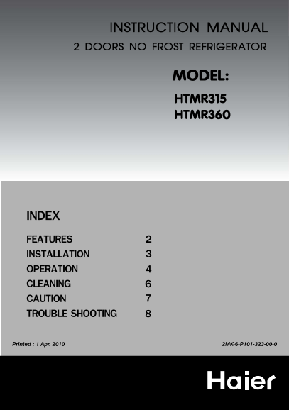 Haier HTMR315 HTMR360 User Manual - Page 1