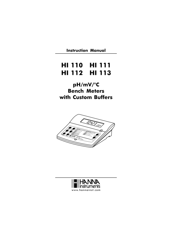 HANNA instruments HI 110, HI 111, HI 112, HI 113 User Manual - Page 1