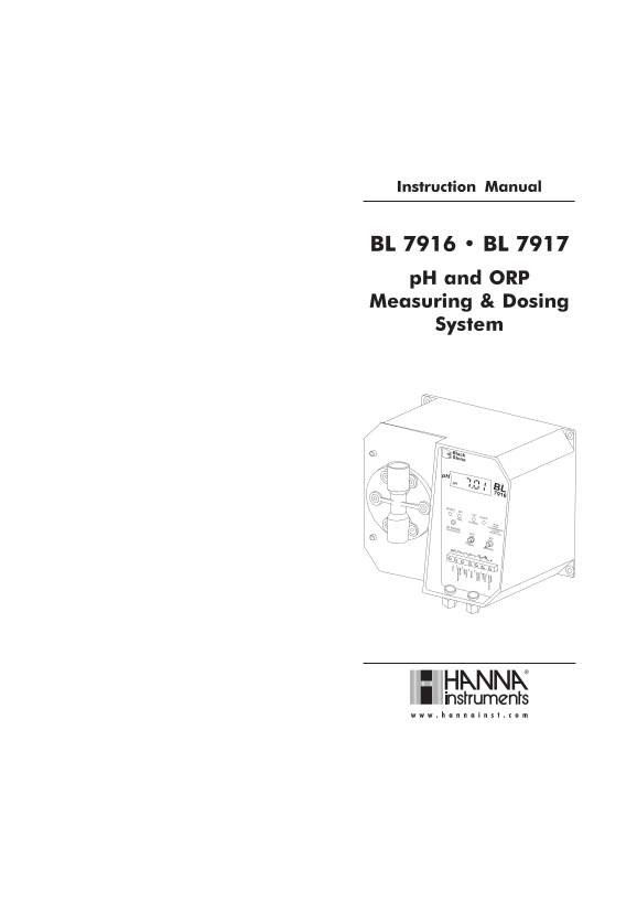 Hanna Instruments BL 7916, BL 7917 User's Manual - Page 1
