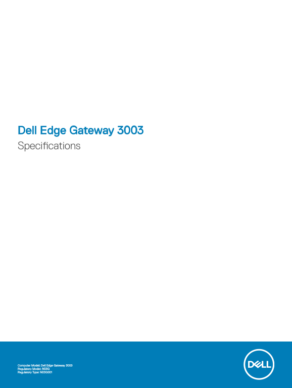 Dell Edge Gateway 3003 Specifications - Page 1