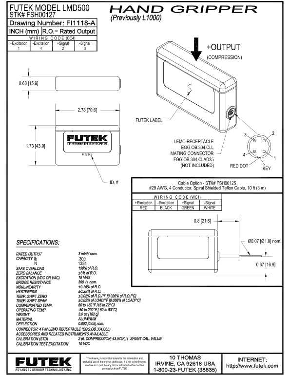 FUTEK MODEL LMD500 Data Sheet - Page 1