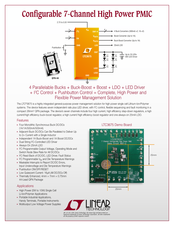 LINEAR 2PB_3675 Configurable 7-Channel High Power PMIC Owner's Manual & User Guide - Page 1
