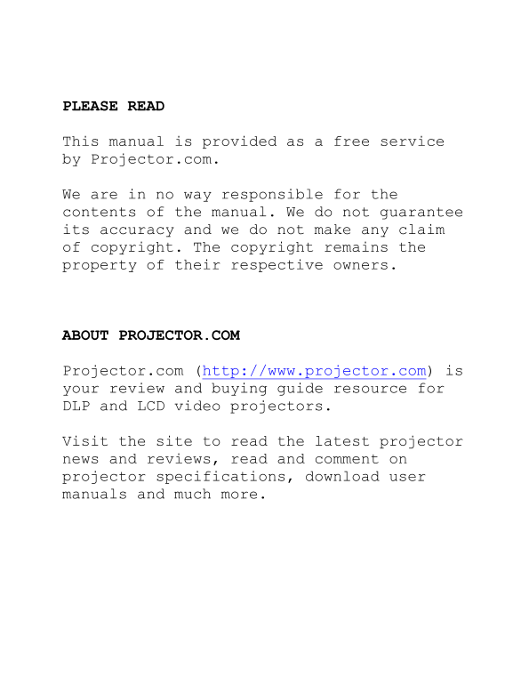 HITACHI CP-S845W User Guide for Video Projector - Page 1