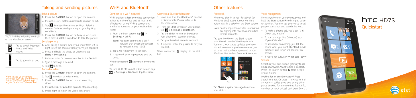HTC HD7S Quickstart Guide User Manual - Page 1
