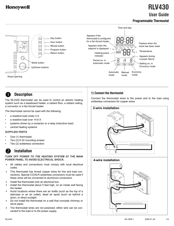 Honeywell RLV430 User Guide - Page 1