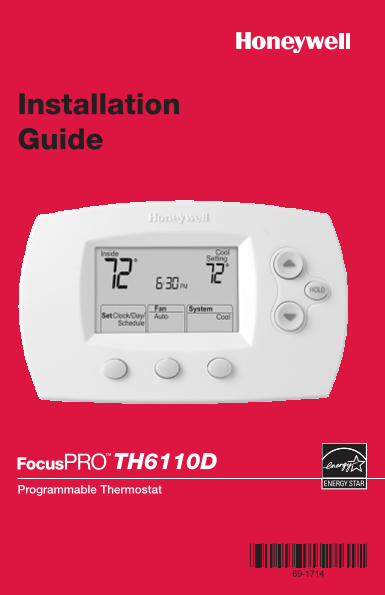 Honeywell TH6110D Installation Guide - Page 1