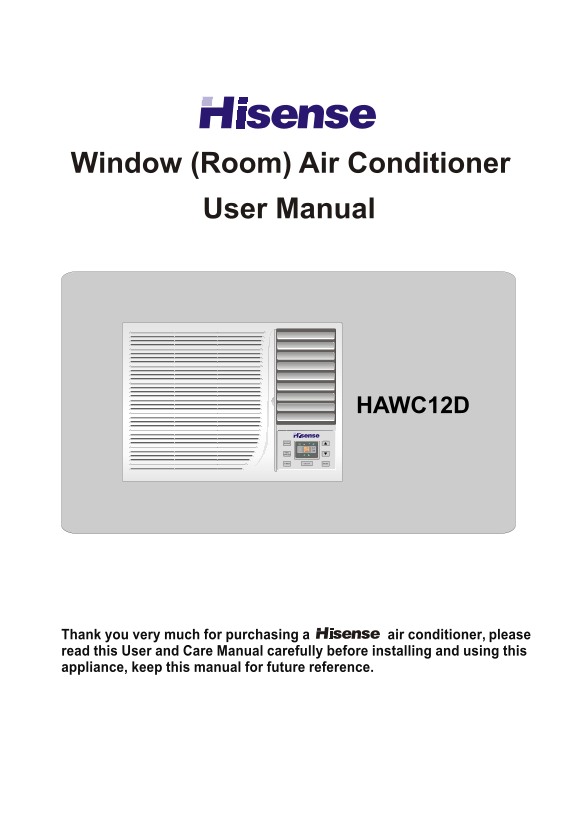 Hisense HAWC12D Window (Room) Air Conditioner User Manual - Page 1