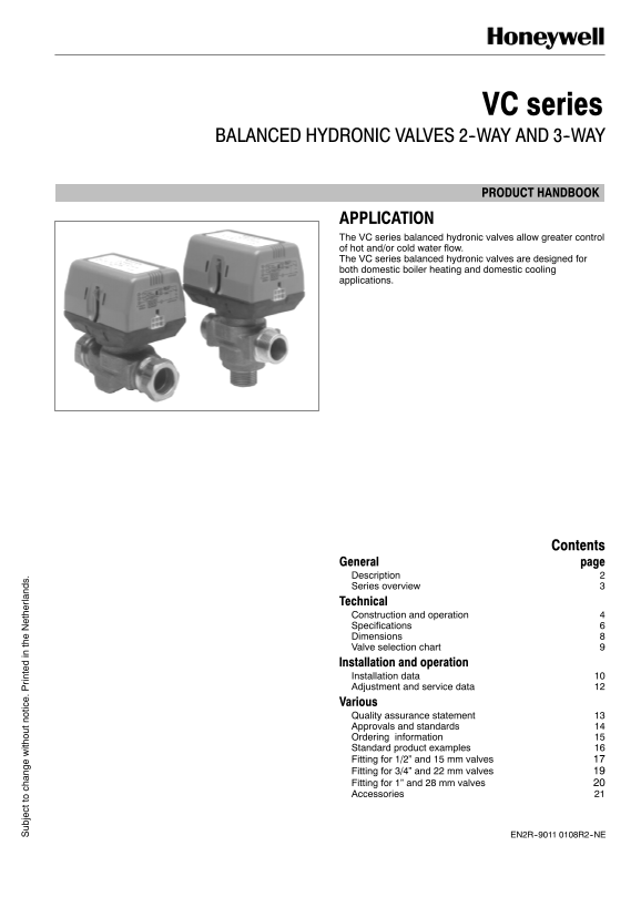Honeywell VC Series Manual - Page 1