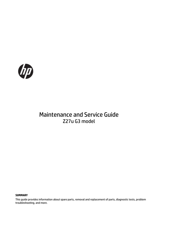 HP Z27u G3 QHD Display Maintenance and Service Guide - Page 1