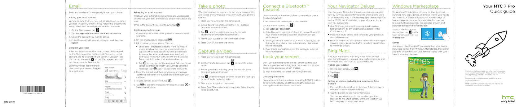 HTC 7 Pro Quick Guide - Page 1