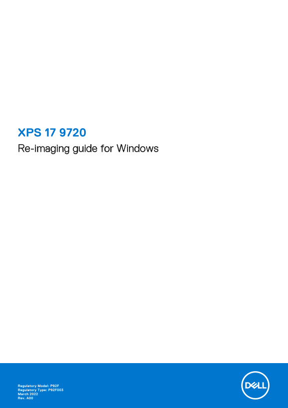 Dell XPS 17 9720 Re-Image Guide for Windows - Page 1